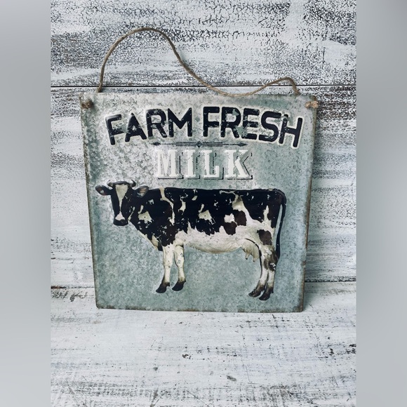 *Farm Fresh Milk Gray Hanging Metal Sign - Picture 7 of 13